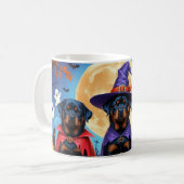 Rottweiler Dogs Pumpkin Halloween Funny Kaffeetasse (Vorderseite Links)