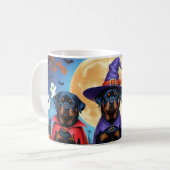 Rottweiler Dogs Pumpkin Halloween Funny Kaffeetasse (Vorderseite Links)