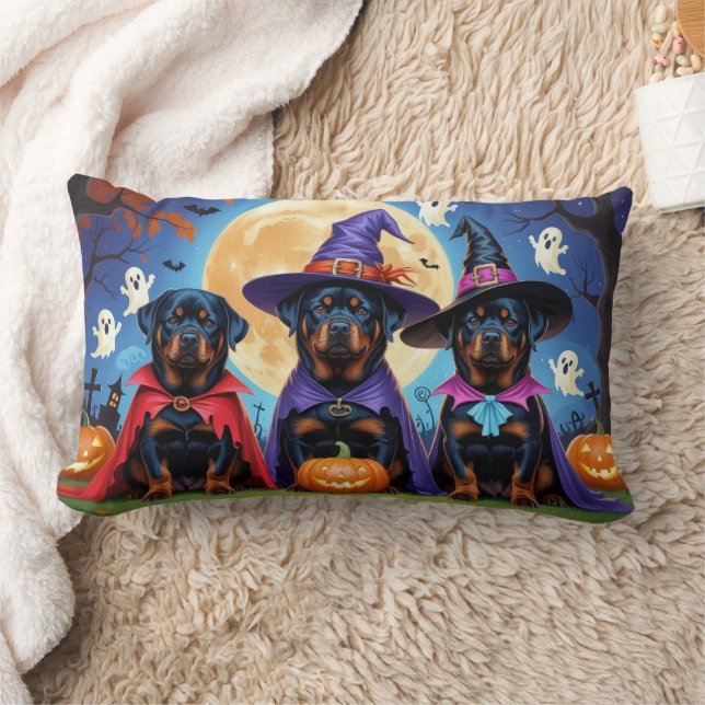 Rottweiler Dogs Pumpkin Halloween Funny Lendenkissen (Decke)