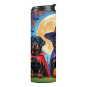Rottweiler Dogs Pumpkin Halloween Funny Thermosbecher (Nach links gedreht)