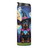 Rottweiler Dogs Pumpkin Halloween Funny Thermosbecher (Nach rechts gedreht)