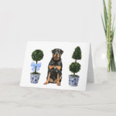 Rottweiler Doppy Topiary Watercolor-Karte Karte (Vorderseite)