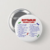 ROTTWEILER Eigentums-Gesetze 2 Button (Vorne & Hinten)