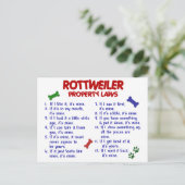 ROTTWEILER-Eigentumsrecht 2 Postkarte (Stehend Vorderseite)