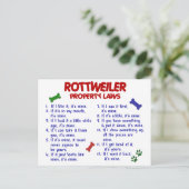 ROTTWEILER-Eigentumsrecht 2 Postkarte (Stehend Vorderseite)