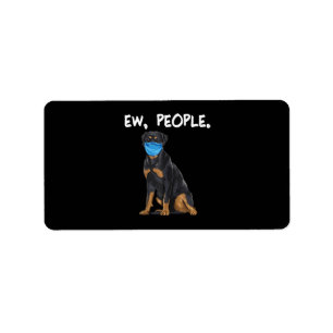 Rottweiler ew people dog wearing face mask adressaufkleber