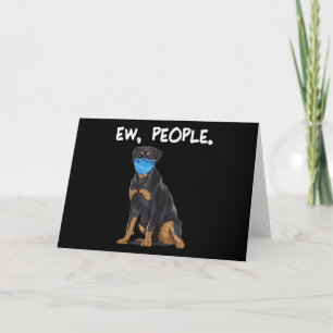 Rottweiler ew people dog wearing face mask dankeskarte