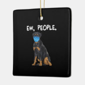 Rottweiler ew people dog wearing face mask keramikornament (Links)