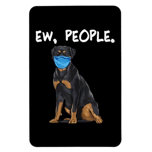 Rottweiler ew people dog wearing face mask magnet (Vertikal)