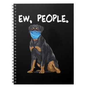 Rottweiler ew people dog wearing face mask notizblock