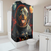 Rottweiler Explores Duschvorhang (Beispiel)