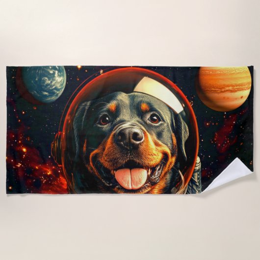 Rottweiler Explores Strandtuch (Vorderseite)