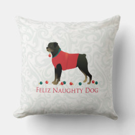 Rottweiler Feliz Naughty Dog Christmas Design Kissen