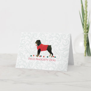 Rottweiler Feliz Naughty Dog Weihnachtsdesign Feiertagskarte