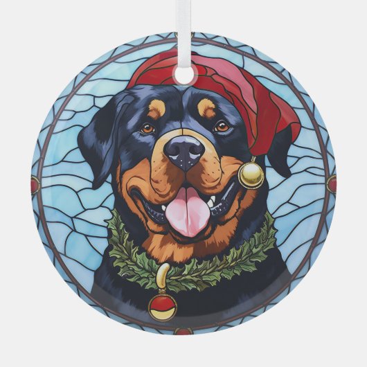 Rottweiler Festgläserweihe Ornament Aus Glas (Vorderseite)