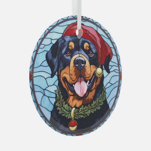 Rottweiler Festgläserweihe Ornament Aus Glas (Vorderseite Rechts)