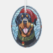 Rottweiler Festgläserweihe Ornament Aus Glas (Vorderseite links)