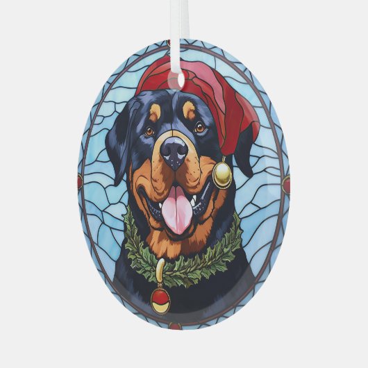 Rottweiler Festgläserweihe Ornament Aus Glas (Vorderseite links)