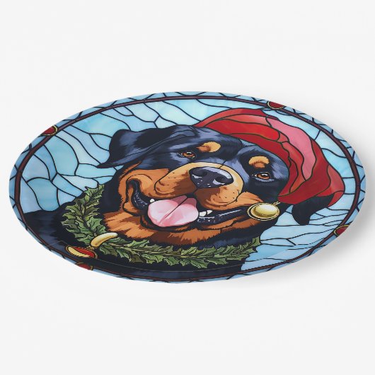 Rottweiler Festgläserweihe Pappteller (Schrägansicht)