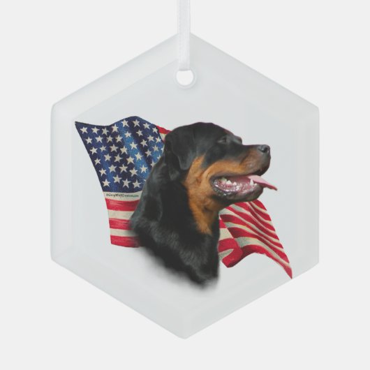 Rottweiler-Flagge Ornament Aus Glas (Vorderseite)