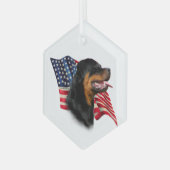 Rottweiler-Flagge Ornament Aus Glas (Vorderseite Links)