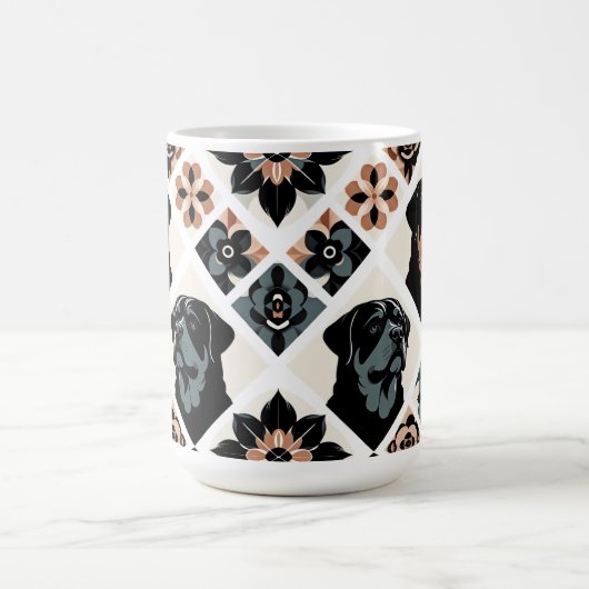 Rottweiler Floral Geometric Pattern Kaffeetasse (Mittel)