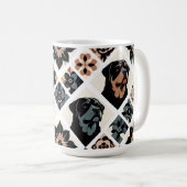 Rottweiler Floral Geometric Pattern Kaffeetasse (VorderseiteRechts)