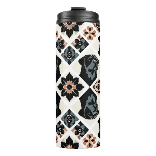 Rottweiler Floral Geometric Pattern Thermosbecher (Vorderseite)