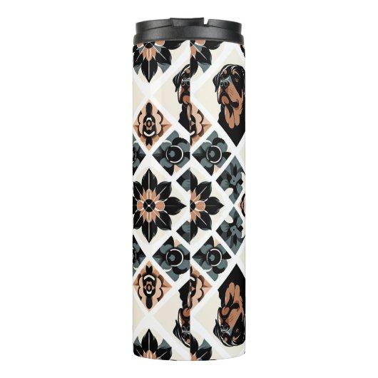 Rottweiler Floral Geometric Pattern Thermosbecher (Rückseite)