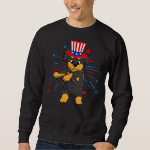 Rottweiler-Flossen mit US-Hut-Feuerwerk 4. Sweatshirt