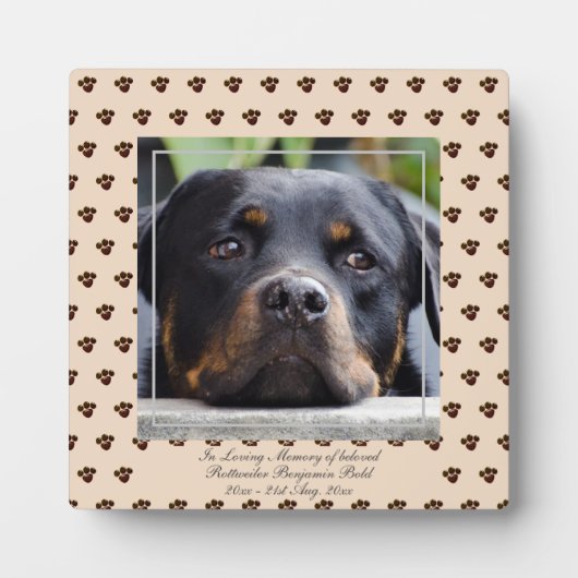 Rottweiler Foto Name Pet Memorial Keepake hinzufüg Fotoplatte (Vorderseite)