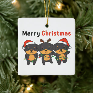 Rottweiler Frohe Weihnachten Niedliche Hunde Urlau Keramikornament