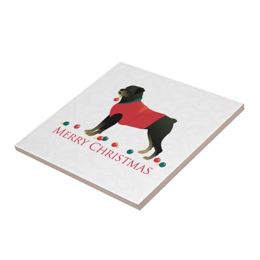 Rottweiler Frohe Weihnachtsdesign Fliese (Seite)