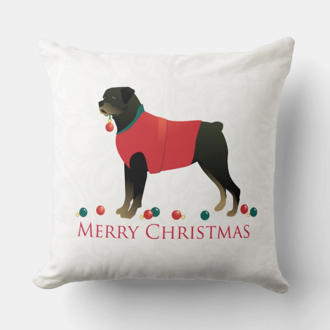 Rottweiler Frohe Weihnachtsdesign Kissen (Vorderseite)