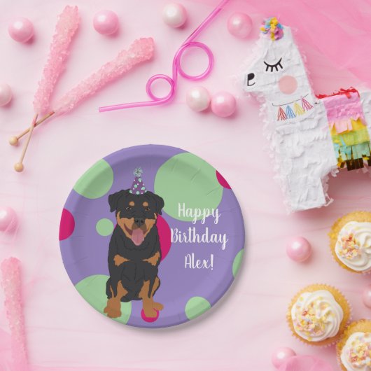 Rottweiler Geburtstag individuell anpassbar Pappteller (Party)