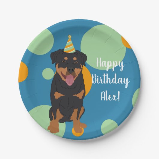 Rottweiler Geburtstag individuell anpassbar Pappteller (Vorderseite)