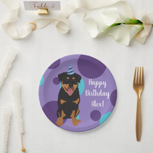 Rottweiler Geburtstag individuell anpassbar Pappteller (Hochzeit)
