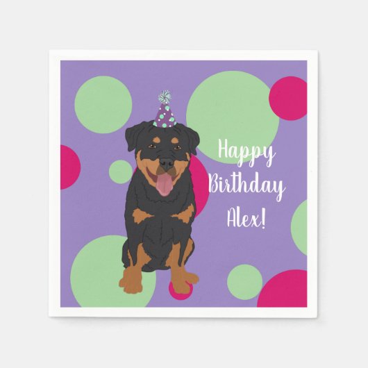 Rottweiler Geburtstag individuell anpassbar Serviette (Vorderseite)
