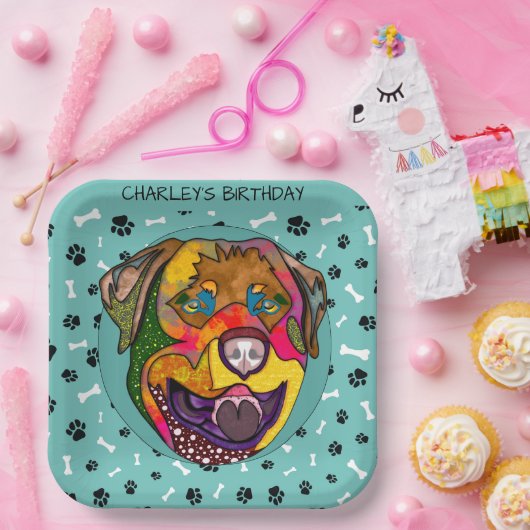 Rottweiler-Geburtstags-Teller Pappteller (Party)
