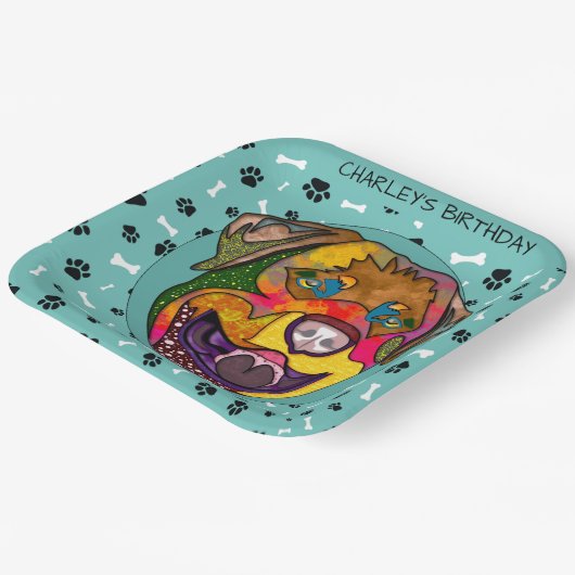 Rottweiler-Geburtstags-Teller Pappteller (Gewinkelt)