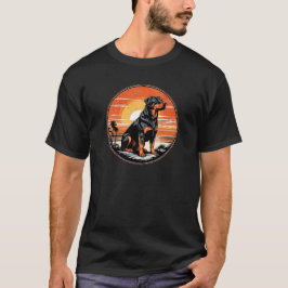 Rottweiler gegen Vintages Sonnenuntergang T-Shirt