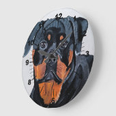 Rottweiler-Gemälde von Alfred Fox Große Wanduhr (Winkel)