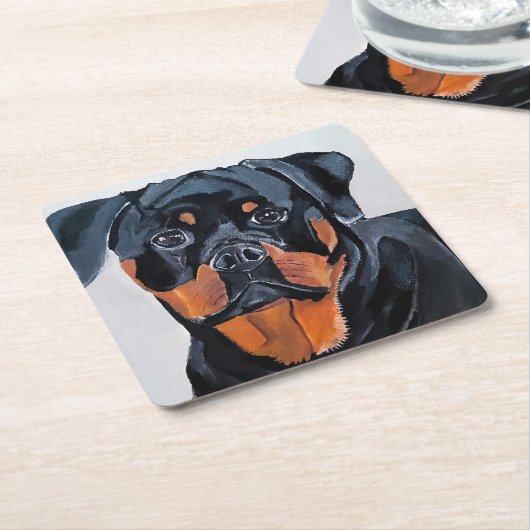Rottweiler-Gemälde von Alfred Fox Rechteckiger Pappuntersetzer (angewinkelt)