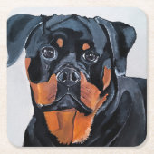 Rottweiler-Gemälde von Alfred Fox Rechteckiger Pappuntersetzer (Vorderseite)