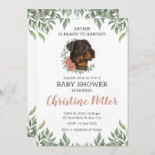 Rottweiler Girl Dog Boho Greenery Baby Shower Einladung (Vorne/Hinten)