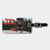 Rottweiler-glücklicher Geburtstag Gepäckanhänger (Vorderseite horizontal)