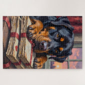 Rottweiler Guarding Love Letters Valentine's Day Puzzle (Horizontal)