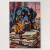 Rottweiler Guarding Love Letters Valentine's Day Puzzle (Vertikal)