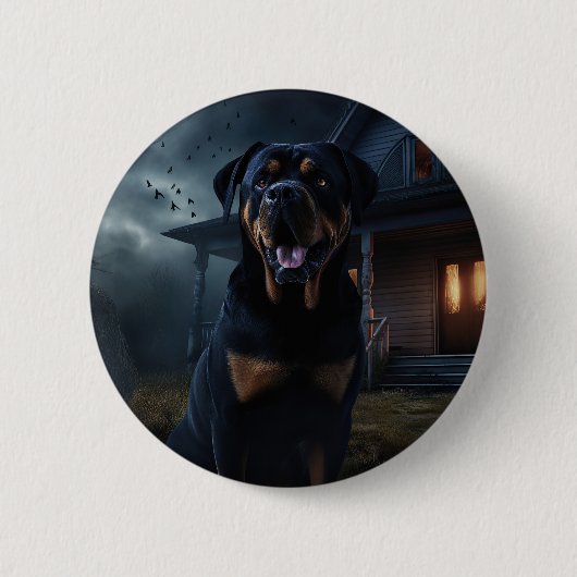 Rottweiler Halloween Beängstigend Button (Vorderseite)
