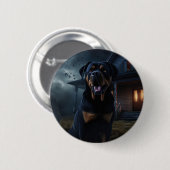 Rottweiler Halloween Beängstigend Button (Vorne & Hinten)
